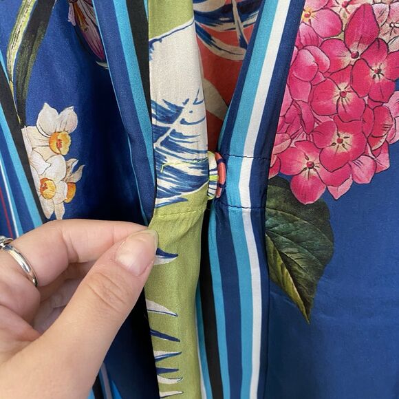 NWT Johnny Was Blue Floral Kygo Nana Silk Reversible Kimono Size 1X - Picture 8 of 16